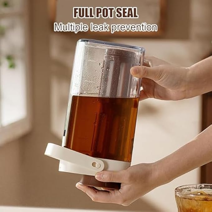 Azonee Cold Brew Maker Iced Tea Pitcher  Heavy Duty Glass Jar With LeakProof Lid Reusable Drink Pitcher For Tea Lemonade Juice And Fruit Infused Beverages 906X496In - Image 4