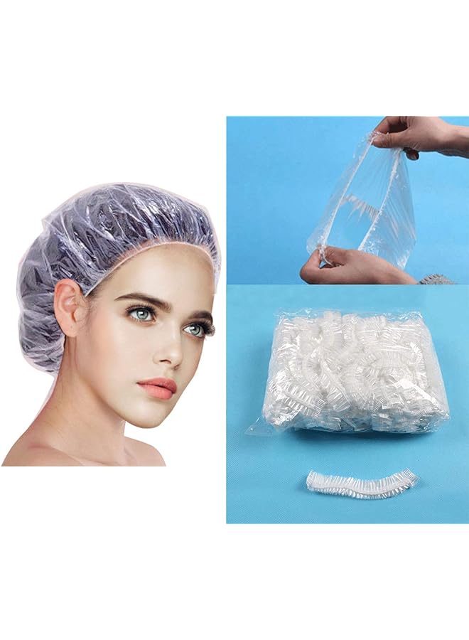 Zaboon Shower Cap Disposable 100 Pcs Thickening Women Waterproof Shower Caps Normal Size - Image 1