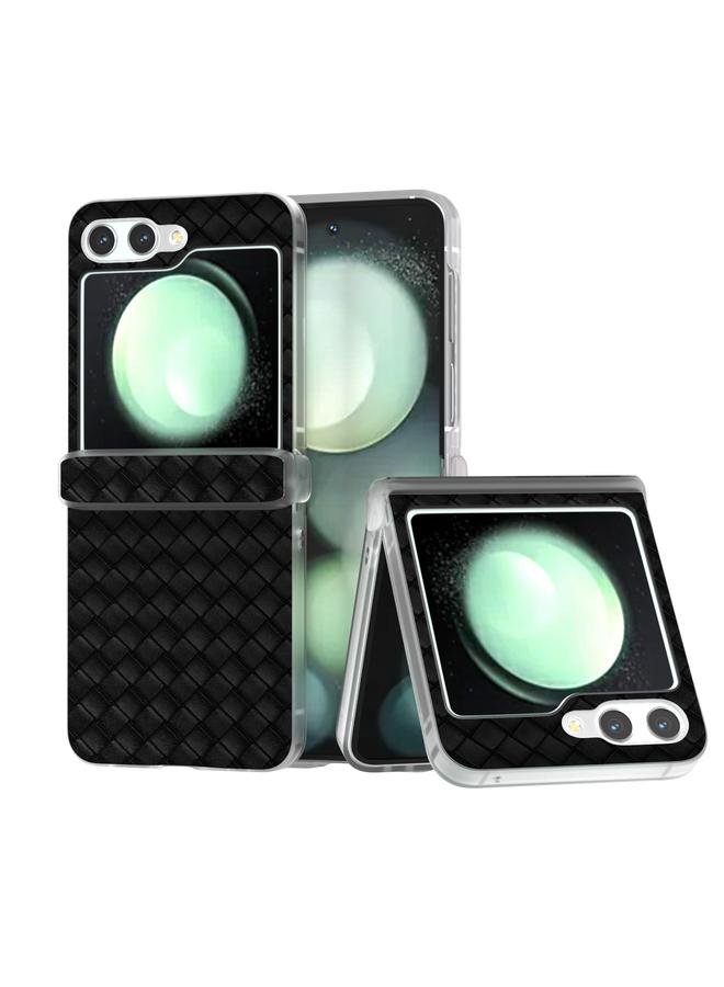 S-TOP Case For Samsung Galaxy Z Flip6 5G 3 in 1 Woven Texture Frosted Translucent Frame PU Phone Case - Image 1