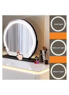 AWD Modern Luminous Dressing Table Set, Vanity Desk with Illuminated Mirror and Stool, Makeup Table with Massive Storage Side Table with Drawers, Smart Mirror and a Chair for Bedroom Girls Women's Gift.  - Image 4