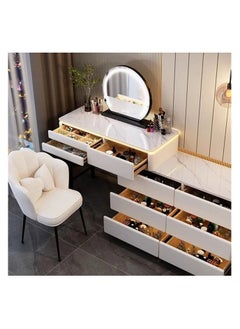 AWD Modern Luminous Dressing Table Set, Vanity Desk with Illuminated Mirror and Stool, Makeup Table with Massive Storage Side Table with Drawers, Smart Mirror and a Chair for Bedroom Girls Women's Gift.  - Image 2