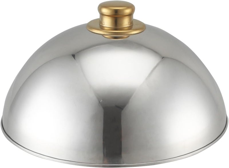 Decorative Silver Dome Cake Stand with Golden Handle