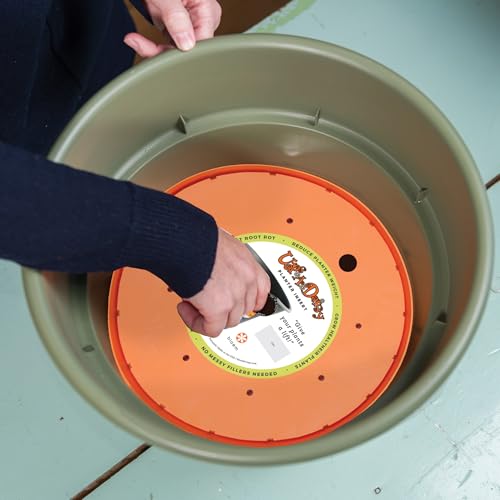 Bloem Ups-A-Daisy 13" Round Orange Resin Planter Pot Lift Insert with Drainage Holes - Image 5