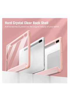 glassology Hybrid Slim Case for Samsung Galaxy Tab S8/Tab S7 with S Pen Holder, Shockproof Cover with Clear Transparent Back Shell, Auto Wake/Sleep and screen protector PINK  - Image 3