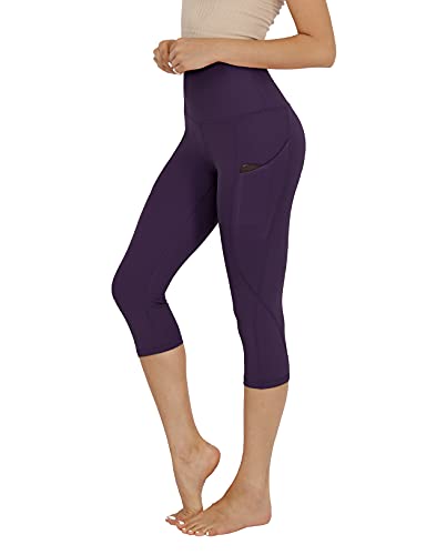 ODODOS Women's High Waisted Yoga Capris with Pockets,Tummy Control Non See Through Workout Sports Running Capri Leggings, Plus Size, DeepPurple,XX-Large - Image 1