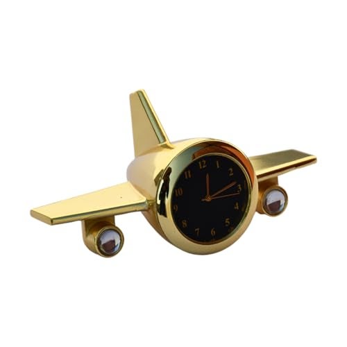 Saugat Traders Airplane Table Clock Showpiece - Analog Aeroplane Clock for Office Desk, Study Table - Corporate Gift for Client, Employees, Men, Boys (Golden), Stainless Steel, 10x5 Cm - Image 3