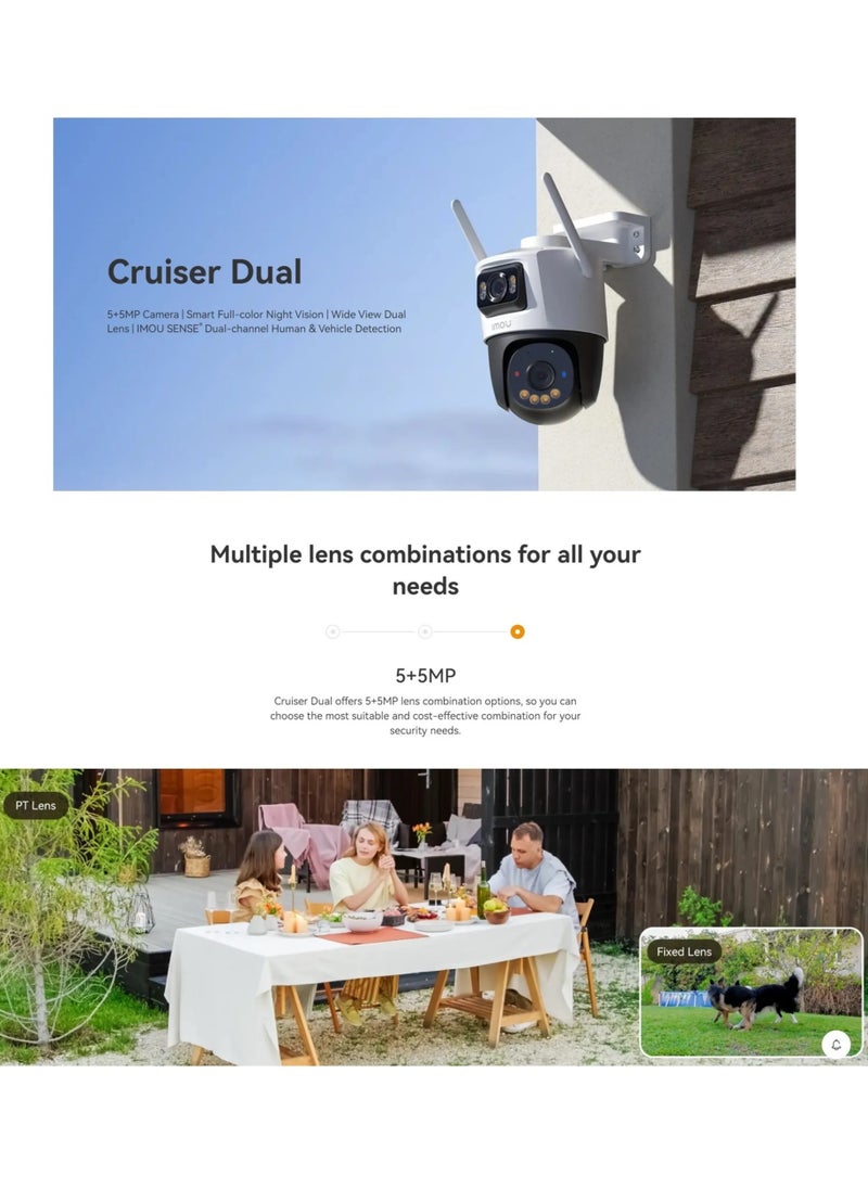 IMOU - Cruiser Dual Lens 10MP Outdoor WiFi Surveillance Camera, Resolution (5MP+5MP), Color Night Vision up to 30m, AI Person/Vehicle Detection, Automatic PT Tracking, Two-Way Audio, IP66 (IPC-S7XEN-10M0WED) Imou - Image 1