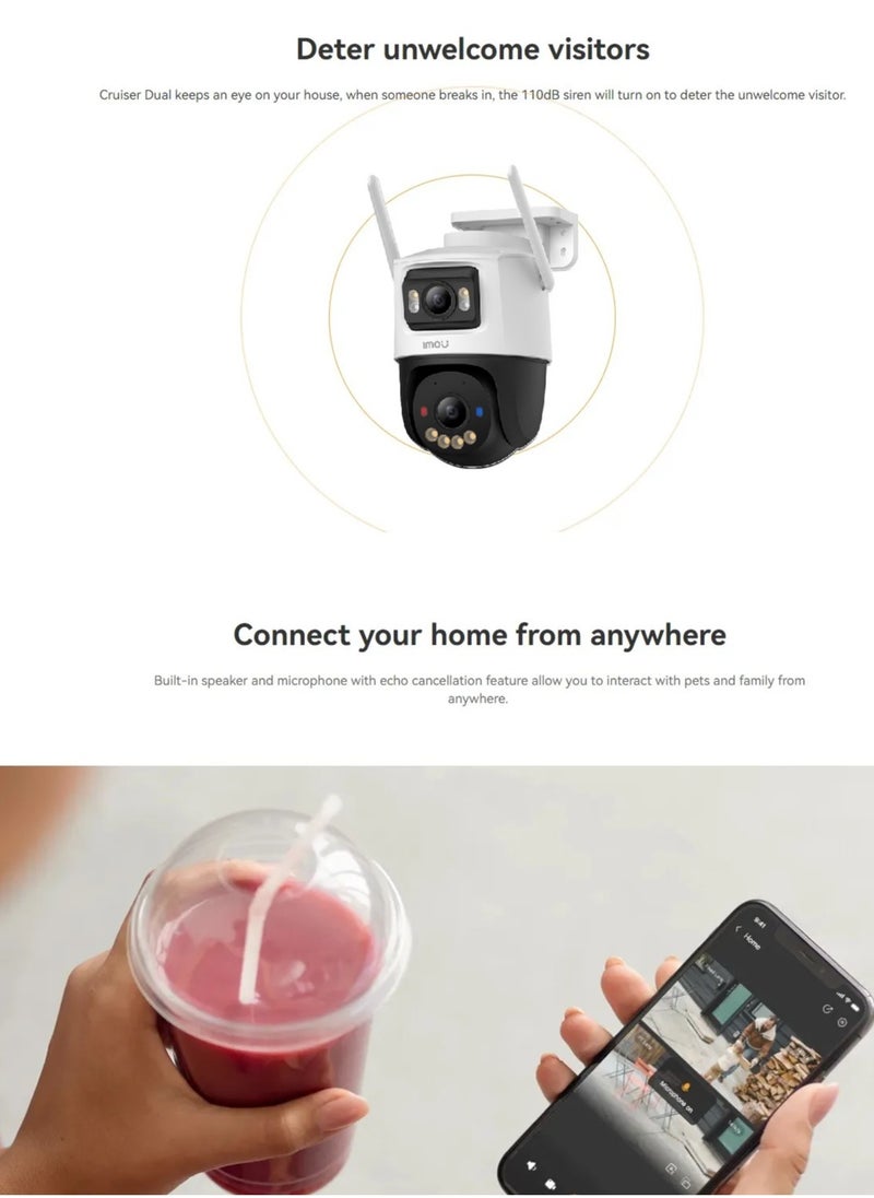IMOU - Cruiser Dual Lens 10MP Outdoor WiFi Surveillance Camera, Resolution (5MP+5MP), Color Night Vision up to 30m, AI Person/Vehicle Detection, Automatic PT Tracking, Two-Way Audio, IP66 (IPC-S7XEN-10M0WED) Imou - Image 1