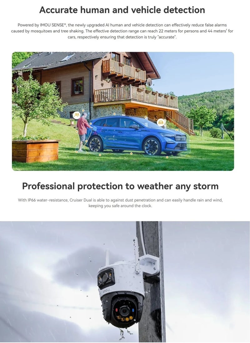 IMOU - Cruiser Dual Lens 10MP Outdoor WiFi Surveillance Camera, Resolution (5MP+5MP), Color Night Vision up to 30m, AI Person/Vehicle Detection, Automatic PT Tracking, Two-Way Audio, IP66 (IPC-S7XEN-10M0WED) Imou - Image 1