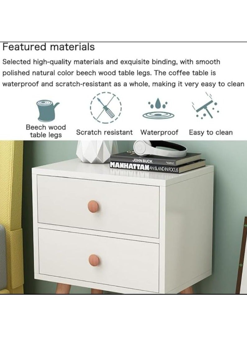 EXPERT Modern wood side table, MDF geometric panel with large capacity for storage, bedside coffee table and nightstand with drawer EI-303 - Image 4