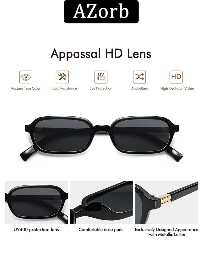 AZorb Rectangular Sunglasses Men Women Retro Small Narrow Sun Glassess Vintage 90s Mens Eye Glasses Trendy Square Sunglass for Men's Womens UV400 Protection Shades - Image 2