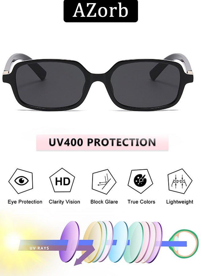 AZorb Rectangular Sunglasses Men Women Retro Small Narrow Sun Glassess Vintage 90s Mens Eye Glasses Trendy Square Sunglass for Men's Womens UV400 Protection Shades - Image 3