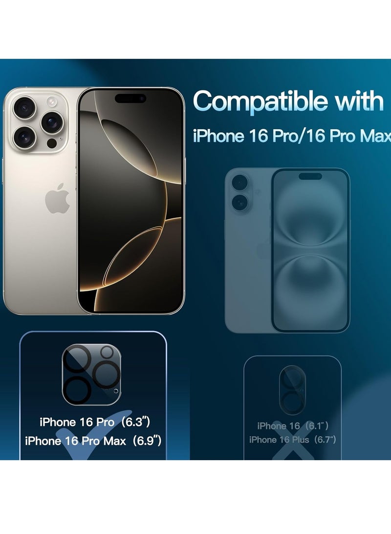 JAJEEK "3-Pack Camera Lens Protector for iPhone 16 Pro (6.3-Inch) & iPhone 16 Pro Max (6.9-Inch) – 9H Tempered Glass, Anti-Scratch, Case-Friendly, HD Clear, Night Shot Compatible" - Image 2