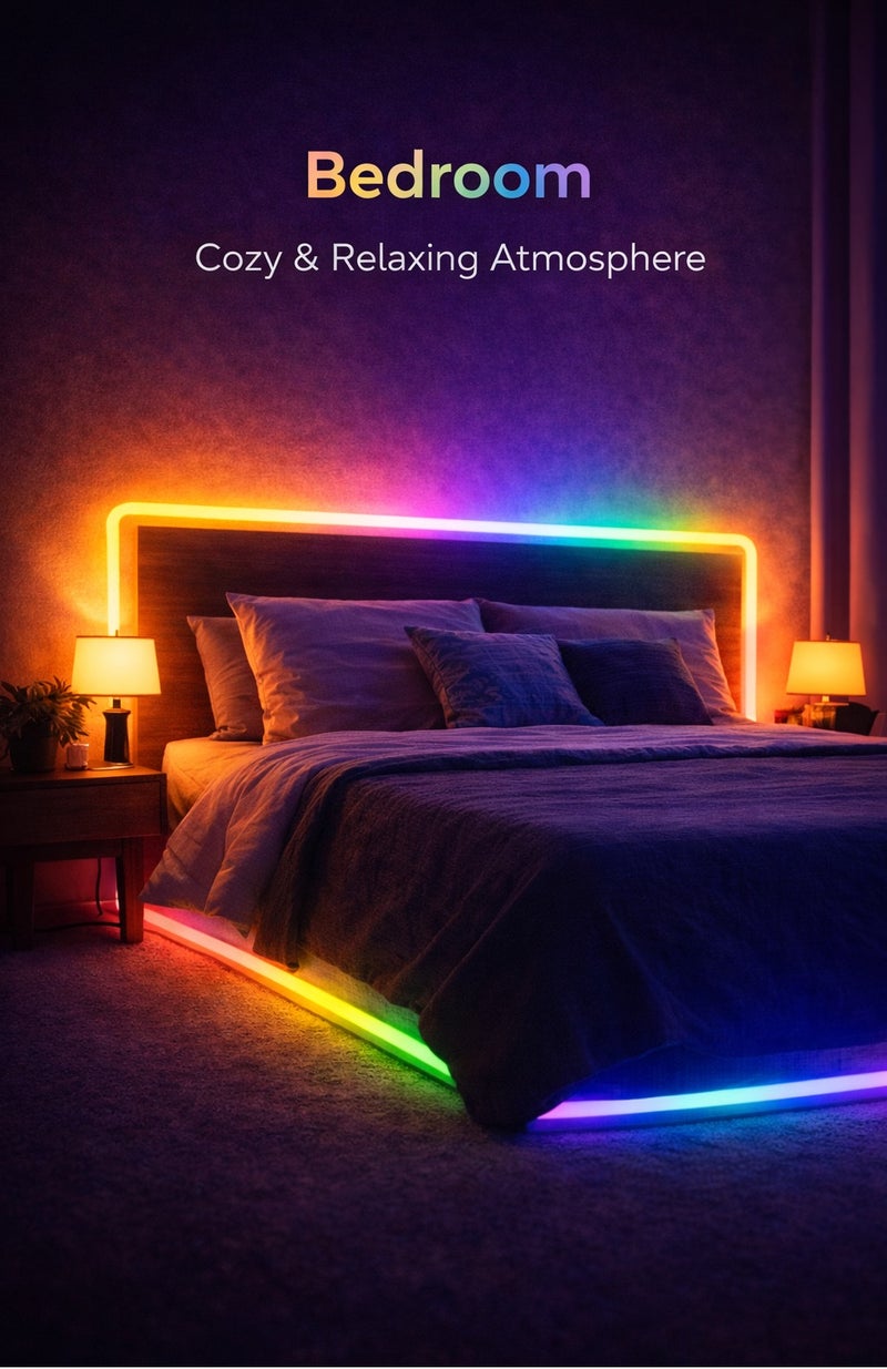 5M RGB LED Neon Light Strip with Remote Control – Flexible Decorative Lighting for Gaming Room, TV Backlight, Bedroom, Outdoor G - Image 3