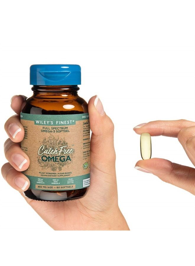 Wiley's Finest CatchFree Omega - Vegan, Non-GMO Fish Oil Alternative - Full Spectrum Omega-3 Liquid Supplement with Organic Plant-Based Algae Oil - 60 Softgels (60 Servings) - Image 2