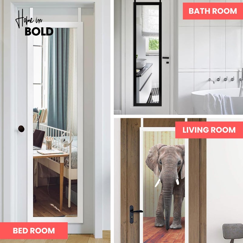 Home in Bold [Heavy Duty] Over-The-Door Mirror Hanger | Adjustable 14.5-inch Door Mirror Hanger Set w Protective Lining | Any-Banging Adhesive + Suction Pads - Over The Hooks 1.5'' Door Depth (Gold) - Image 4