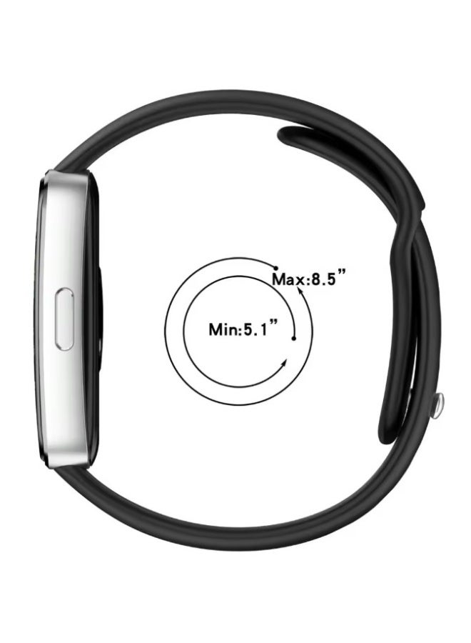 QIRG 4-in-1 Smartwatch set, Suitable for Huawei Band 8/9/10, with metal connection and 2 screen composite films + watch charging cable.   Accessories suitable for Huawei Band 10/9/8 smartwatch -Balck - Image 2