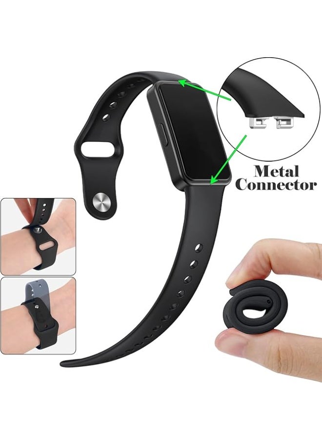 QIRG 4-in-1 Smartwatch set, Suitable for Huawei Band 8/9/10, with metal connection and 2 screen composite films + watch charging cable.   Accessories suitable for Huawei Band 10/9/8 smartwatch -Balck - Image 3