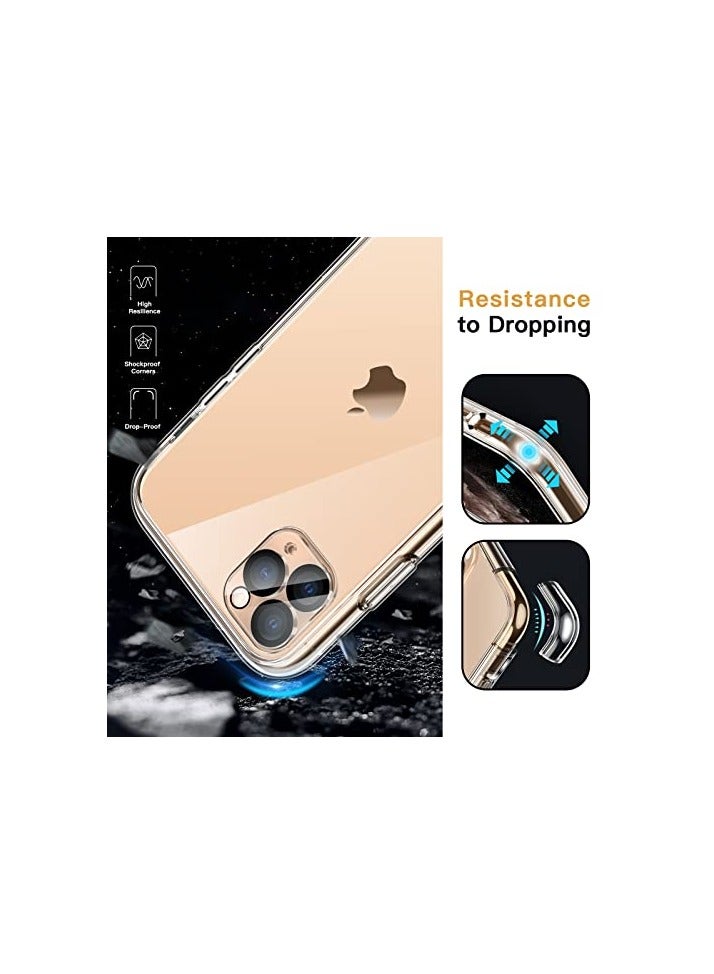 Jetech حافظة JETech 5 في 1 لجهاز iPhone 11 Pro Max 6.5 بوصة، مع 2 حزمة واقي شاشة وواقي عدسة الكاميرا، غلاف هاتف مضاد للصدمات غير مصفر، فيلم زجاج مقسى كامل التغطية (شفاف) - Image 4