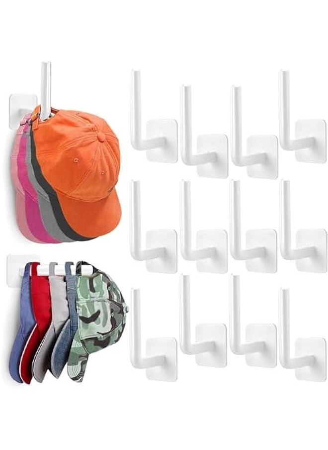 HOOKOR 12 Pack Hat Rack for Wall Hat Organizer, Hat Racks for Baseball Caps, Adhesive Hat Hooks for Wall, No Drilling Hat Hangers for Door, Bedroom, Closet, Hat Storage  - Image 1