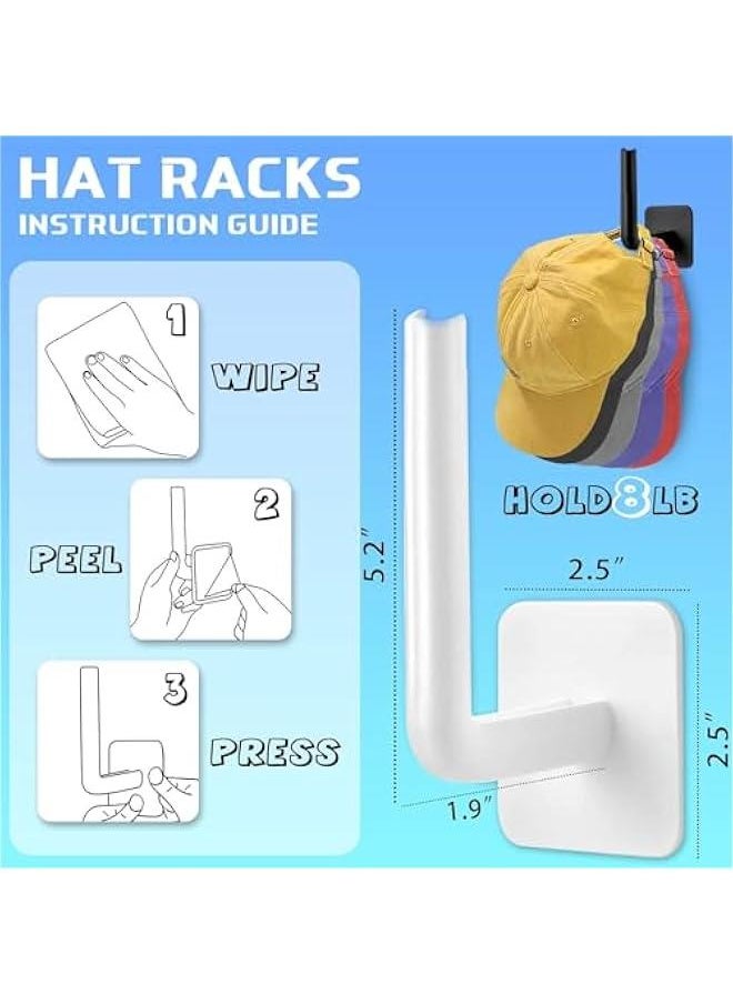 HOOKOR 12 Pack Hat Rack for Wall Hat Organizer, Hat Racks for Baseball Caps, Adhesive Hat Hooks for Wall, No Drilling Hat Hangers for Door, Bedroom, Closet, Hat Storage  - Image 2