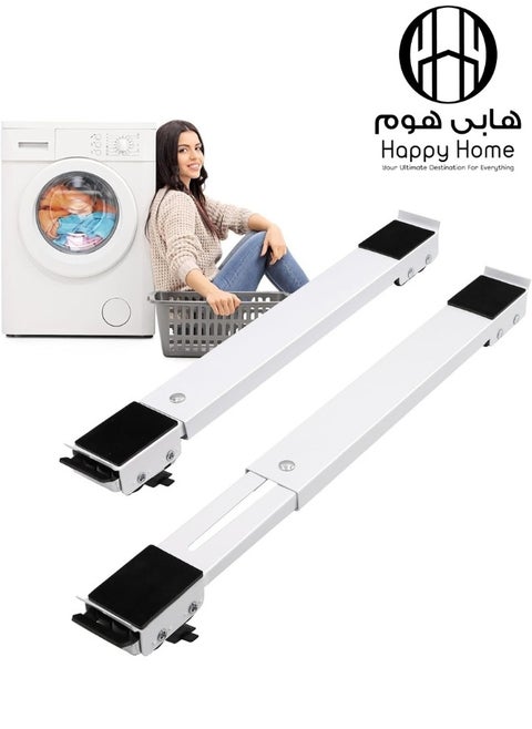 Extendable Washing Machine Stand Base Appliance Transport Tools with 16Rollers and Brakes for Heavy Duty Washing Machine Equipment Portable Base Stand Holds up to 660lbs White