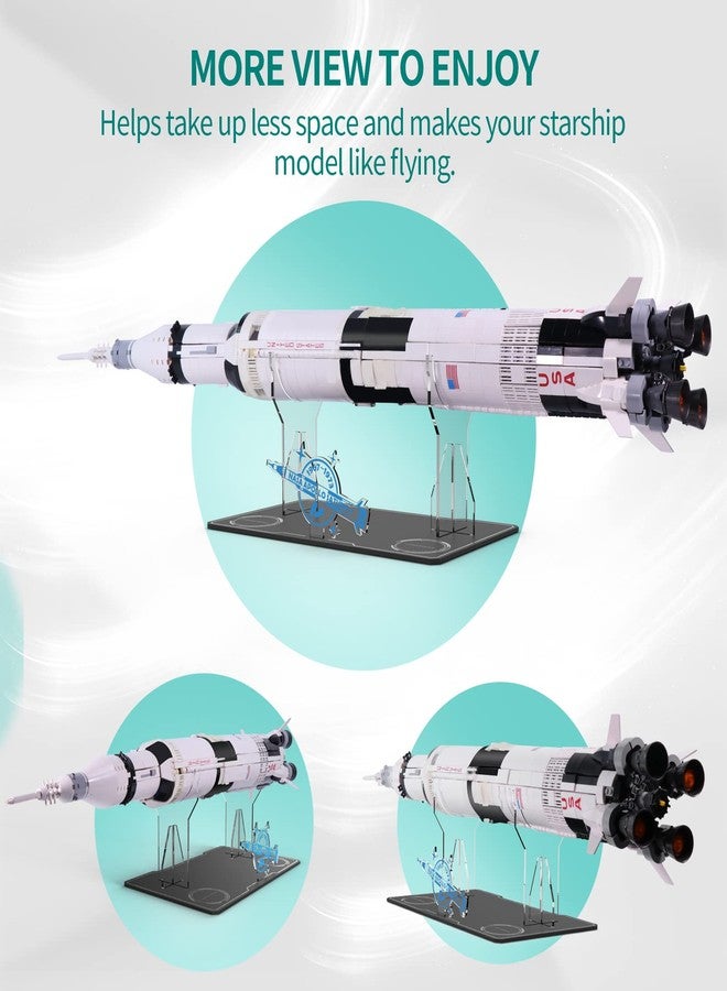 NAOCARD Display Stand for Lego 21309 & 92176 NASA Apollo Saturn V, Acrylic Launch Platform for Lego 21309 & 92176 Outer Space Model Rocket (Just the Stand for Sale)-Horizontal Style… - Image 3