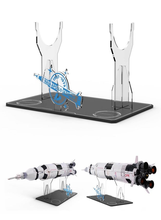 NAOCARD Display Stand for Lego 21309 & 92176 NASA Apollo Saturn V, Acrylic Launch Platform for Lego 21309 & 92176 Outer Space Model Rocket (Just the Stand for Sale)-Horizontal Style… - Image 1