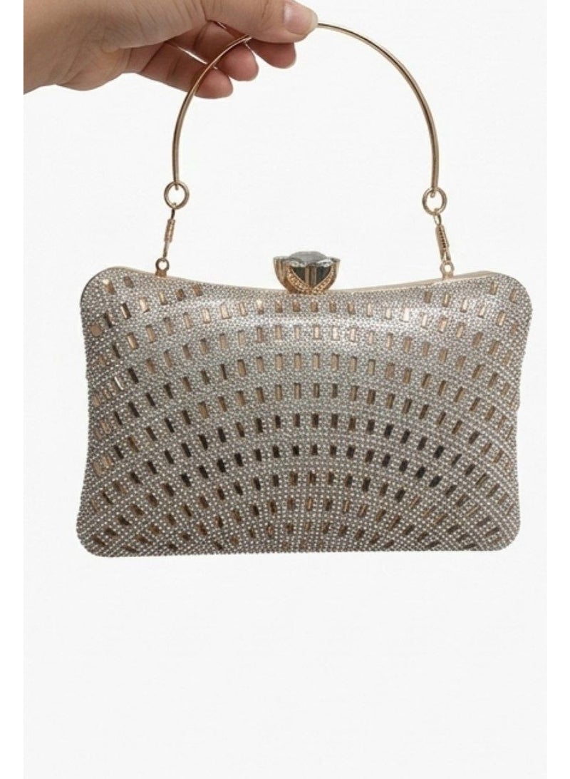 Women's handbag and crossbody bag adorned with sparkling crystal rhinestones and sequins; a perfect handbag for weddings and proms. - Image 1