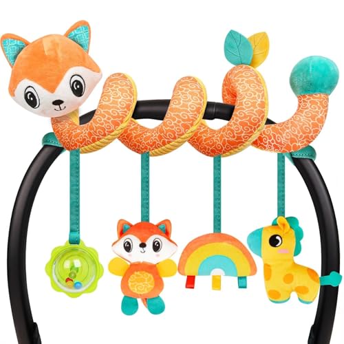 GKDOMS Baby Car Seat Toys Activity Stroller Toy for Boys Girls 0 3 6 9 10 12 Months Spiral Hanging Plush Toys Baby Shower Thank You Gifts - Image 1