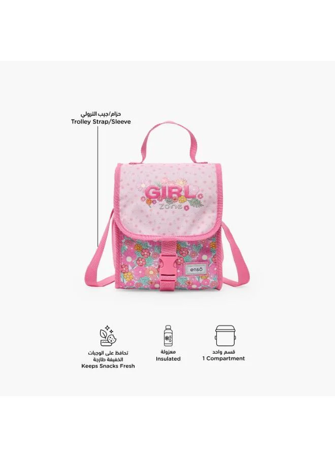 Enso Enso Floral Print Lunch Bag for Girls 8-13 Years with Adjustable Strap