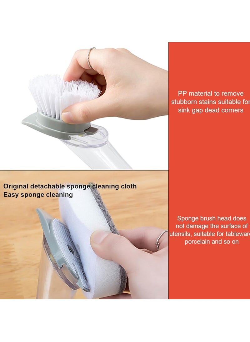Soap dispenser bowl brush storage set, including 1 handle, 2 bristles, and 2 sponges, with a utensil stick/pan/pot/sink with replaceable kitchen utensil brush and dishwashing paste  - Image 4