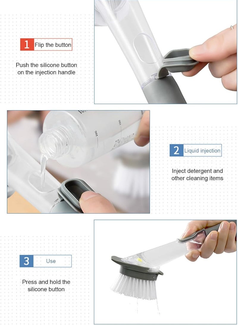 Soap dispenser bowl brush storage set, including 1 handle, 2 bristles, and 2 sponges, with a utensil stick/pan/pot/sink with replaceable kitchen utensil brush and dishwashing paste  - Image 3
