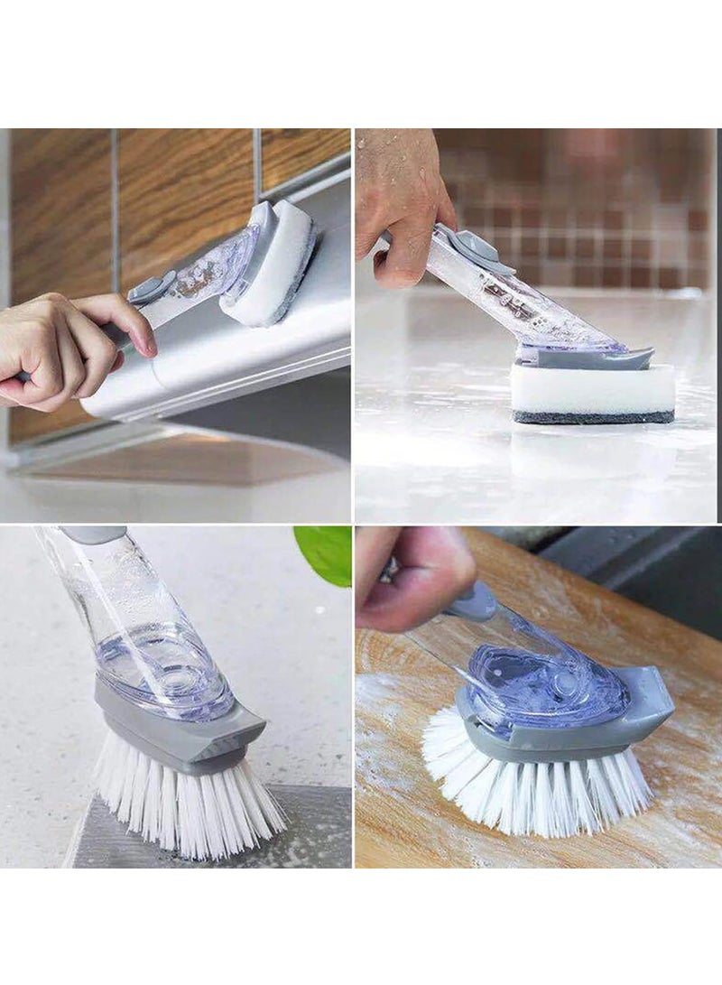 Soap dispenser bowl brush storage set, including 1 handle, 2 bristles, and 2 sponges, with a utensil stick/pan/pot/sink with replaceable kitchen utensil brush and dishwashing paste  - Image 5