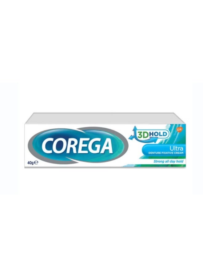 Corega Denture Fixative Cream, Ultra Cream For Teeth & Gums, 40 G - Image 1