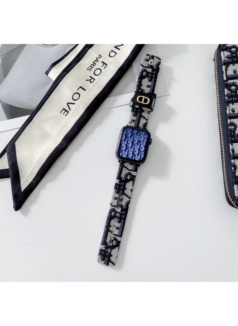 Generic Trendy Watch Band Canva Genuine Leather Strap Premium Quality Design For Se876543 New Model Fashionable Wristband 22mm Black 