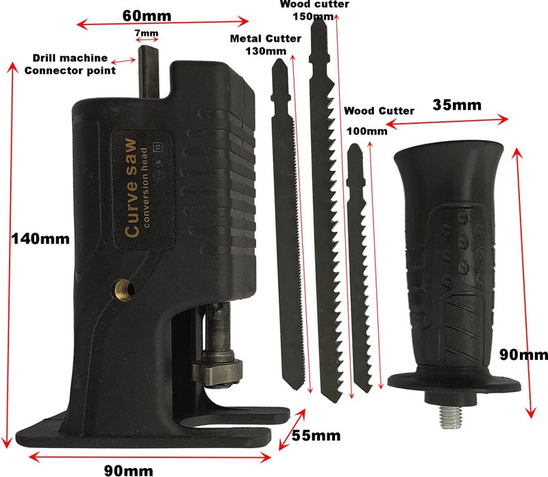 Inditrust Black Jigsaw attachment for drill machine Wide Applications Universal Portable Easily connect Wood Cutter - Image 2
