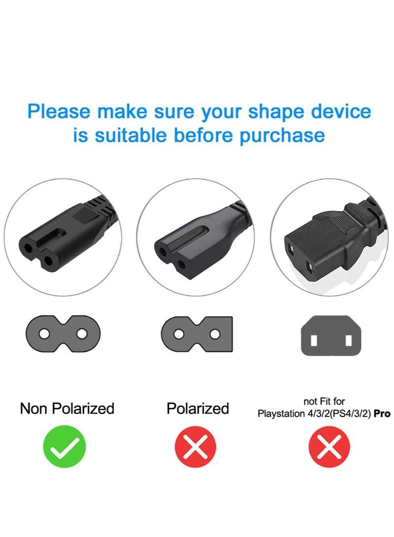 2 Prong Power Cable Cord for HP Envy/OfficeJet, Canon Pixma/Maxify, E pson, Brother, Dymo Label Writer Printer, Sony PlayStation 2/3/4 (PS2/PS3/PS4), Xbox One X, Xbox 1s - Image 4