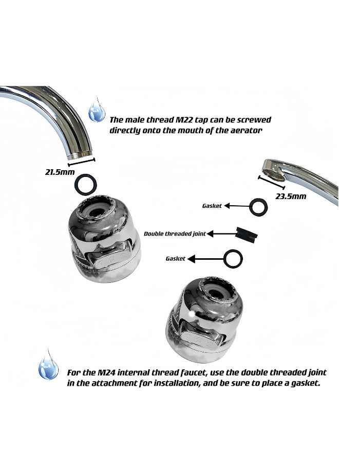 NT Kitchen Tap Spray Head Tap Aerator,Faucet Nozzle, 360° Rotatable Anti-Splash Faucet Extender with Hose, 3 modes, Equipped With a Fixable Faucet Chain, for Kitchen Bathroom (Fixable)
