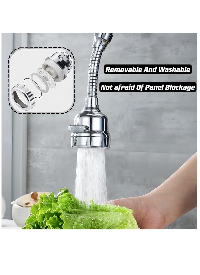 NT Kitchen Tap Spray Head Tap Aerator,Faucet Nozzle, 360° Rotatable Anti-Splash Faucet Extender with Hose, 3 modes, Equipped With a Fixable Faucet Chain, for Kitchen Bathroom (Fixable)