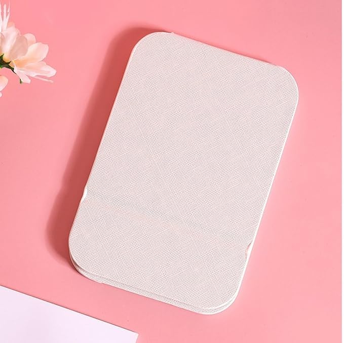 Universal deals Universal deals Makeup Mirror 17x12 Centimetre Portable PU Leather Mirror Folding Desktop Vanity Mirror with Adjustable Stand for Vanity Table Office Travel White  - Image 4