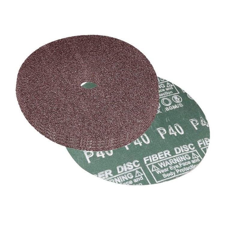 uxcell 6-Inch x 7/8-Inch Aluminum Oxide Resin Fiber Discs, Center Hole 40 Grit Sanding Grinding Discs, 5 Pack - Image 1