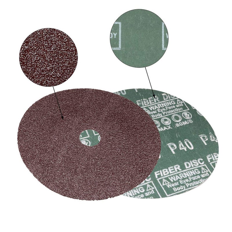 uxcell 6-Inch x 7/8-Inch Aluminum Oxide Resin Fiber Discs, Center Hole 40 Grit Sanding Grinding Discs, 5 Pack - Image 4