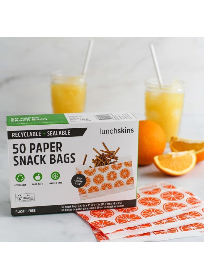 LunchSkins Recyclable + Sealable Food Storage Snack Bags Orange, 50 count - Image 3