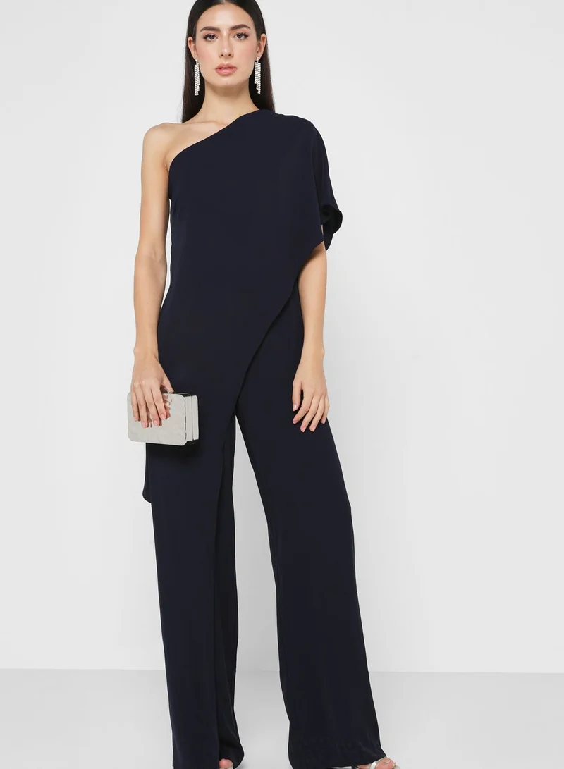 Lauren Ralph Lauren One Shoulder Wide Leg Jumpsuit
