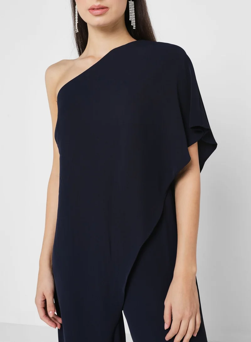 Lauren Ralph Lauren One Shoulder Wide Leg Jumpsuit