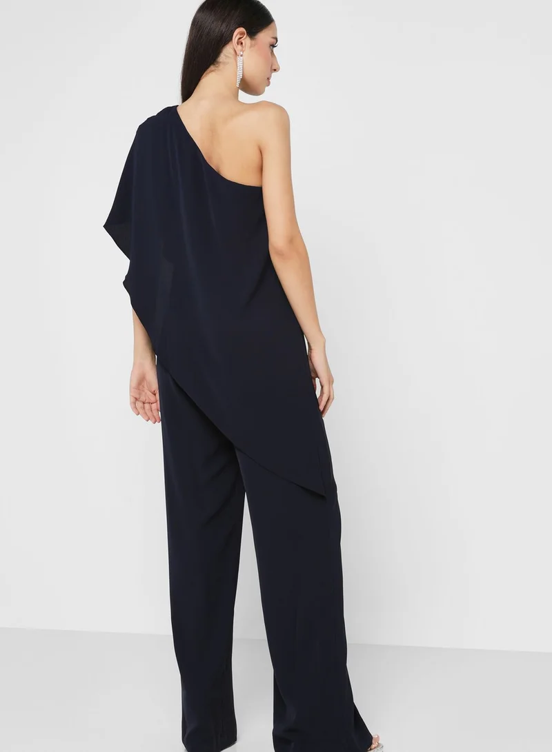Lauren Ralph Lauren One Shoulder Wide Leg Jumpsuit