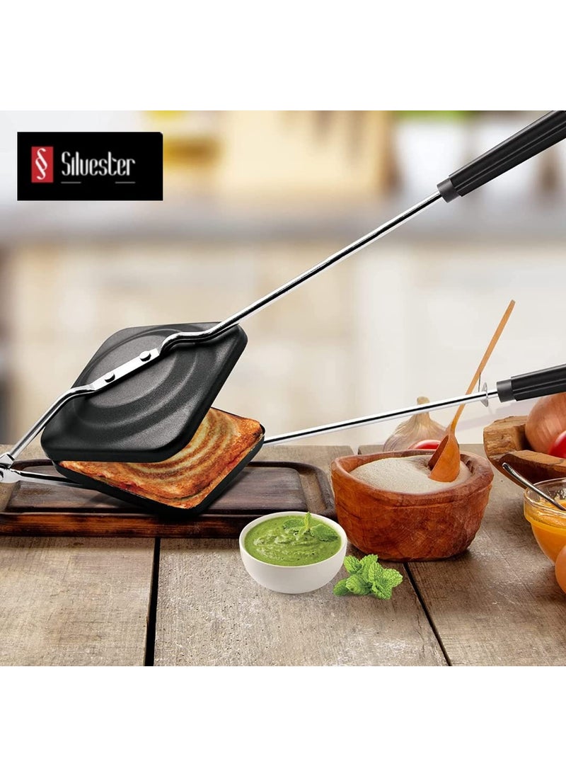 Silvester Silvester NonStick Sandwich Gas Regular ToasterBlack  - Image 5