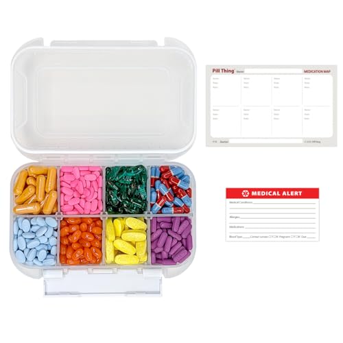 pill thing Large Pill Organizer 8 Compartment Big Pillbox for Travel Airtight Design Easy Travel Medication Management Adjustable Dividers Gasket Waterproof Med Box with Medication Map Clear 1 Pack - Image 2