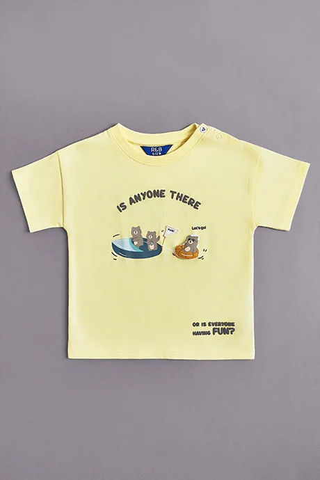 R&B Printed T-Shirt with Crew Neck and Short Sleeves
